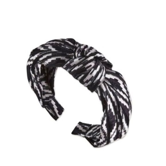 Scunci The Basik Edition Velvet Black White Turban Style Headband - Picture 1 of 2